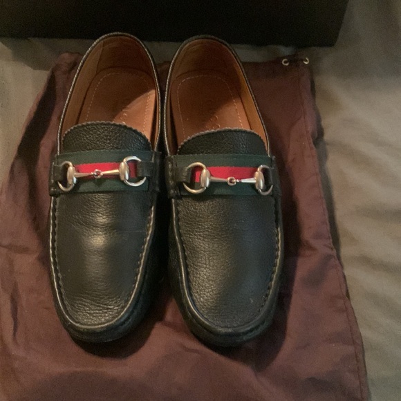 Gucci black leather horse it and web stripe de US main image 9